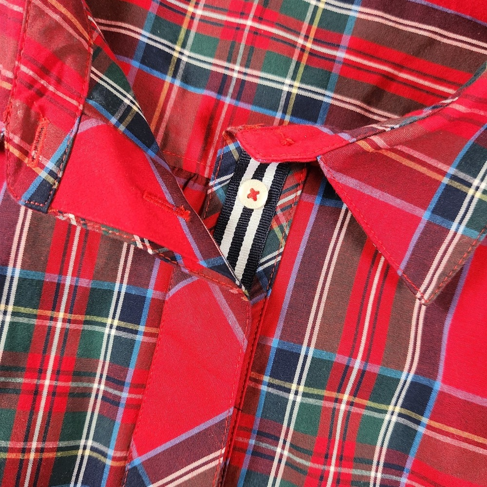 Vineyard Vines Dress L Womens Plaid Poplin Red Tartan Preppy Old Money Luxury - Picture 9 of 9